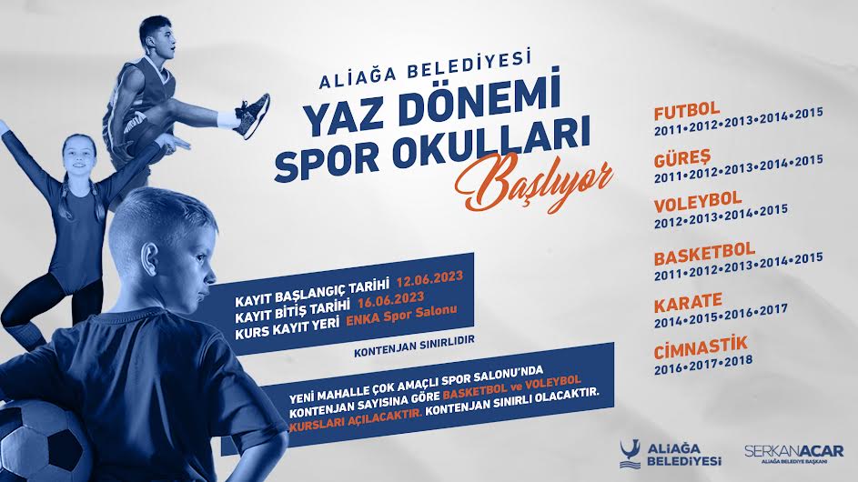Aliağa Belediyesi Yaz Spor Okulları İçin Kayıtlar Başlıyor